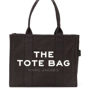Marc Jacobs Black Canvas 'The Tote Bag' with White Logo